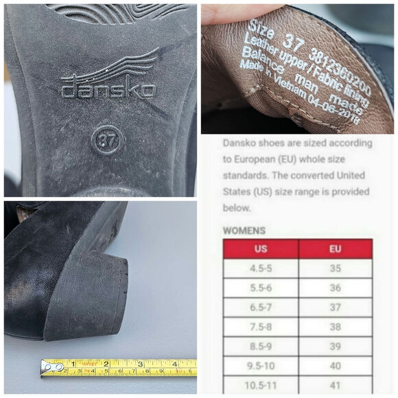 Oxford Pumps Black Nubuck Leather  Dansko Robin Size EU 37 US 6.5-7 Heeled - Picture 7 of 13